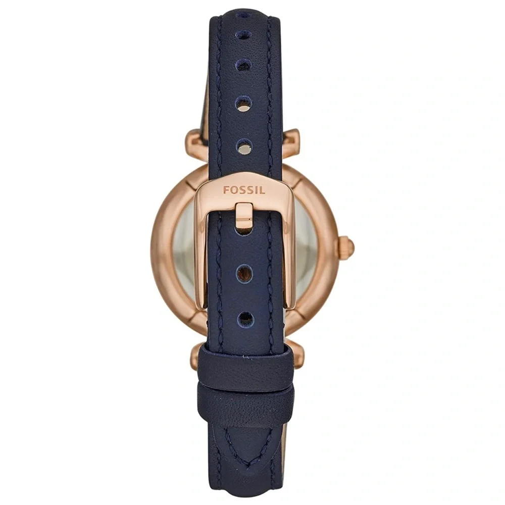 Fossil Women's Mini Stainless Steel and Leather Quartz Watch Navy blue leather - Picture 3 of 5